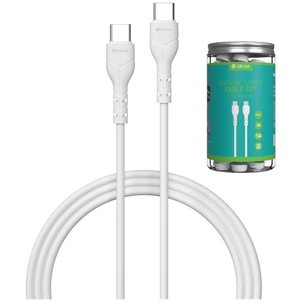 Devia cable Kintone EC151 USB-C - USB-C 1,0 m 3A white set 30 pcs 6938595379550