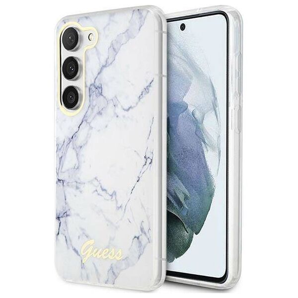 Original Case SAMSUNG GALAXY S23 Guess Hardcase Marble (GUHCS23SPCUMAH) white 3666339117405