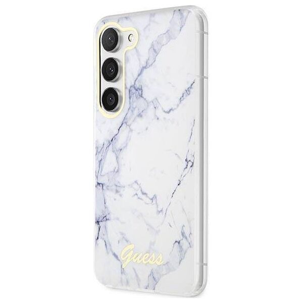 Original Case SAMSUNG GALAXY S23 Guess Hardcase Marble (GUHCS23SPCUMAH) white 3666339117405