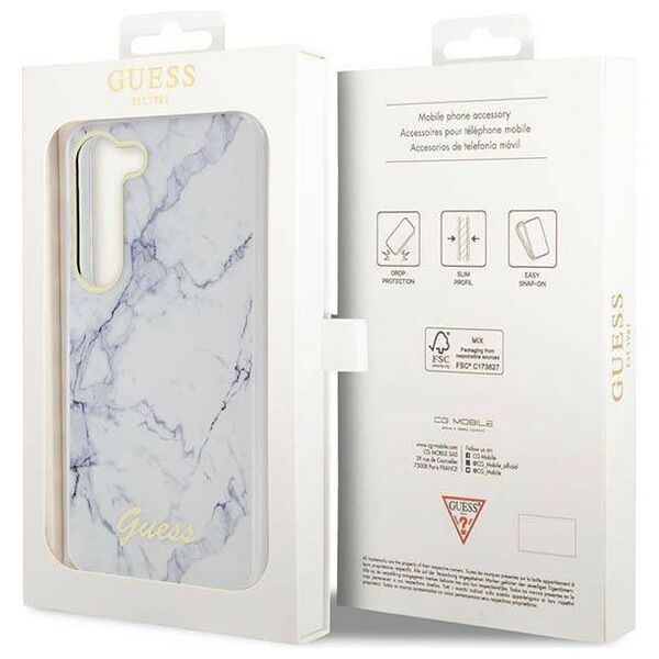 Original Case SAMSUNG GALAXY S23 Guess Hardcase Marble (GUHCS23SPCUMAH) white 3666339117405