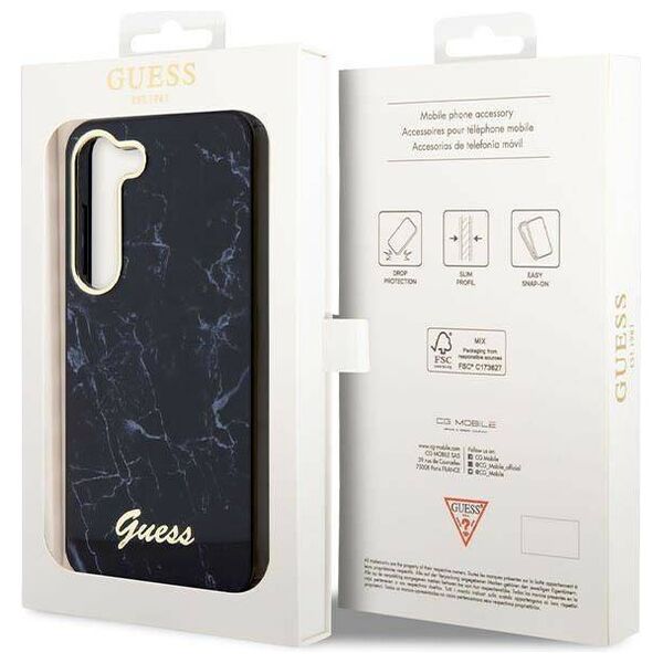 Original Case SAMSUNG GALAXY S23 Guess Hardcase Marble (GUHCS23SPCUMAK) black 3666339117375