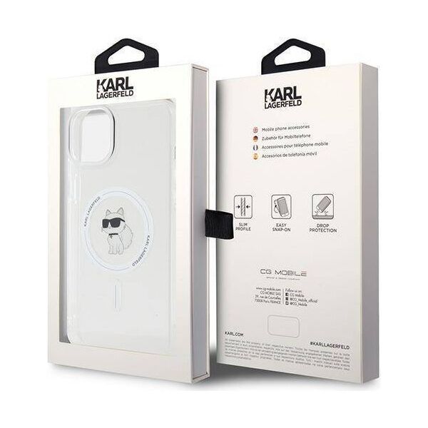 Original Case APPLE IPHONE 15 PLUS Karl Lagerfeld Hardcase IML Choupette MagSafe (KLHMP15MHFCCNOT) transparent 3666339162405