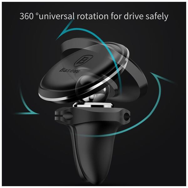 Baseus car holder magnetic with cable clip black new2 air vent 6932172648763