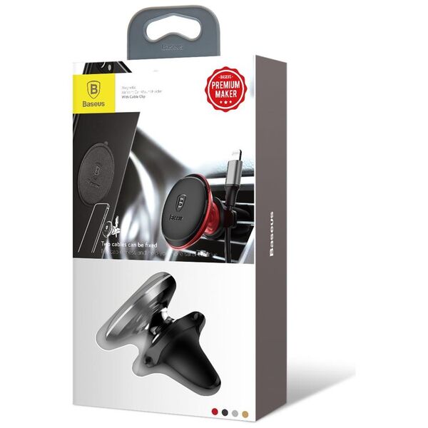 Baseus car holder magnetic with cable clip black new2 air vent 6932172648763