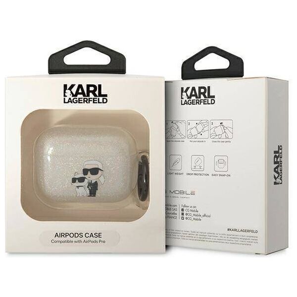 Original Case APPLE AIRPODS PRO Karl Lagerfeld Gliter Karl&Choupette (KLAPHNKCTGT) transparent 3666339088118