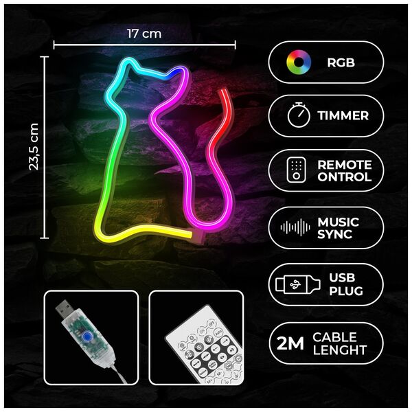 Neon LED RGB CAT FLRN03 + RC Forever Light 5900495398079