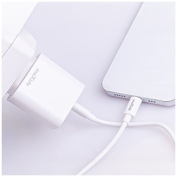 Maxlife MXTC-06-20AC PD QC charger 1x USB-C 1x USB 20W white + USB-C - USB-C cable 20W 5907457738409