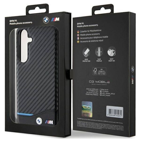 Original Case SAMSUNG GALAXY S24+ BMW Leather Carbon (BMHCS24M22NBCK) black 3666339242664
