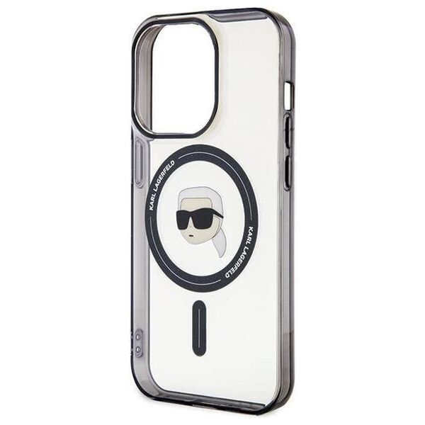 Original Case APPLE IPHONE 15 PRO Karl Lagerfeld Hardcase IML Karl`s Head MagSafe (KLHMP15LHKHNOTK) transparent 3666339161934