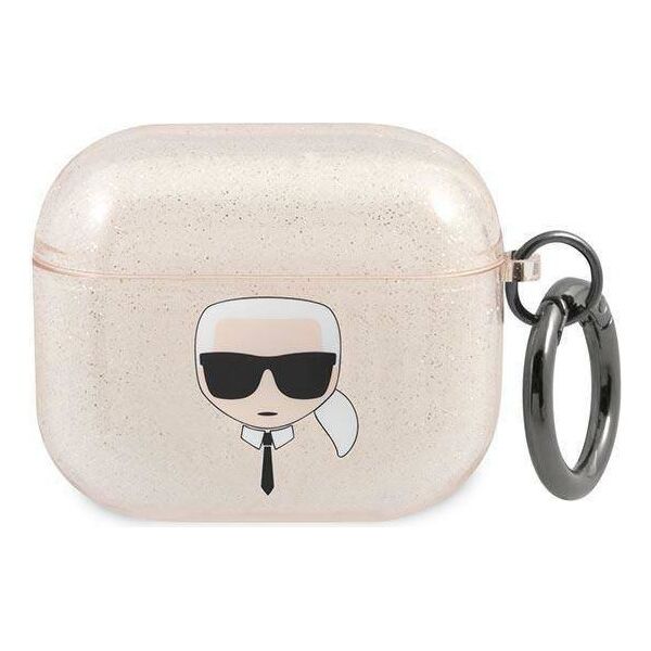 Original Case APPLE AIRPODS 3 Karl Lagerfeld Cover Glitter Karl`s Head (KLA3UKHGD) gold 3666339030360