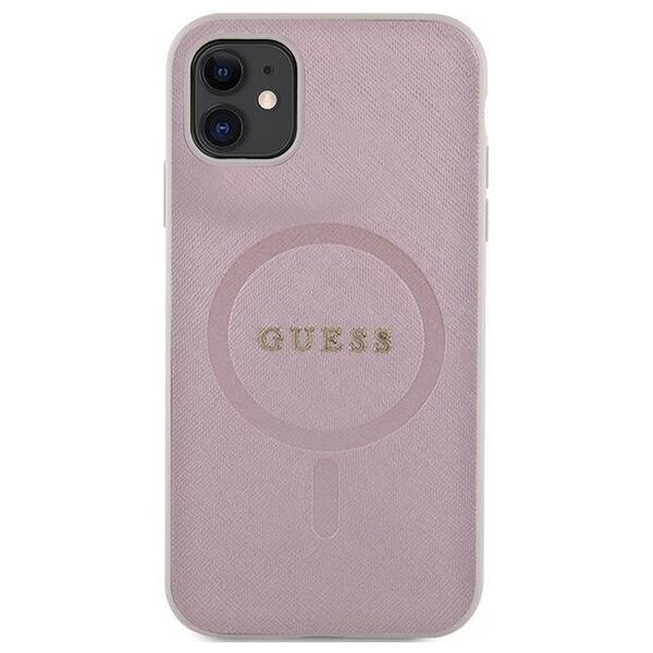 Original Case IPHONE 11 Guess Hardcase Saffiano MagSafe (GUHMN61PSAHMCP) pink 3666339156084