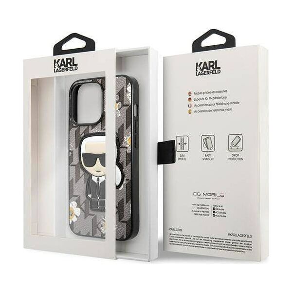 Original Case IPHONE 13 PRO Karl Lagerfeld Flower Ikonik Karl (KLHCP13LPMNFIK1) gray 3666339049461