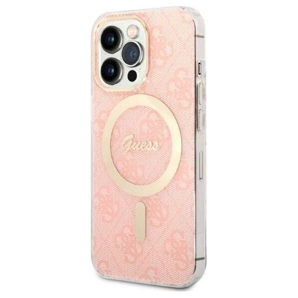 Original Case IPHONE 13 PRO MAX Guess Hardcase 4G Print MagSafe + Wireless Charger (GUBPP14SH4EACSB) pink 3666339103033