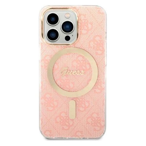 Original Case IPHONE 13 PRO MAX Guess Hardcase 4G Print MagSafe + Wireless Charger (GUBPP14SH4EACSB) pink 3666339103033