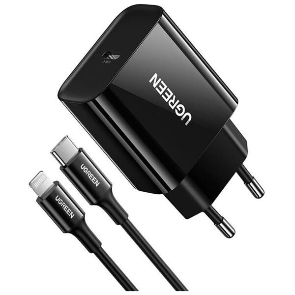 Fast Charger EU UGREEN, USB-C 20W, PD 3.0 (black) 6957303811915