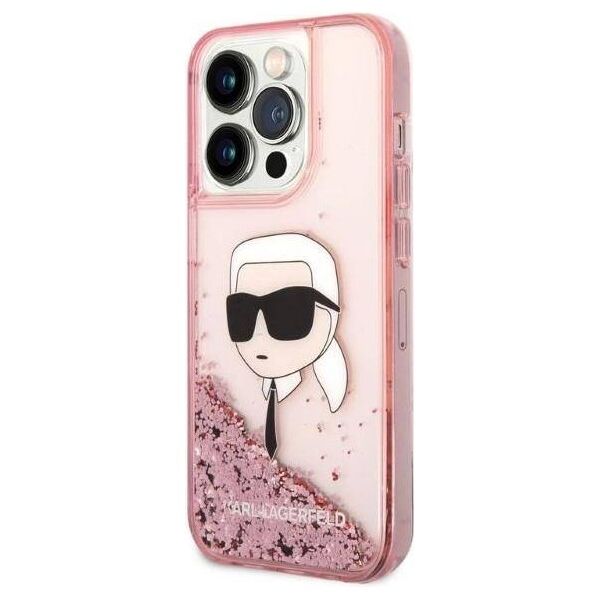Original Case IPHONE 14 PRO MAX Karl Lagerfeld Hardcase Glitter NFT Karl Head (KLHCP14XLNKHCP) pink 3666339086916