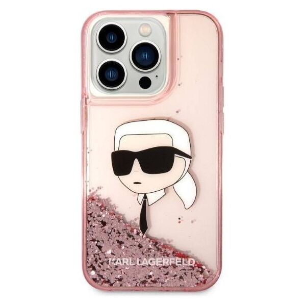 Original Case IPHONE 14 PRO MAX Karl Lagerfeld Hardcase Glitter NFT Karl Head (KLHCP14XLNKHCP) pink 3666339086916
