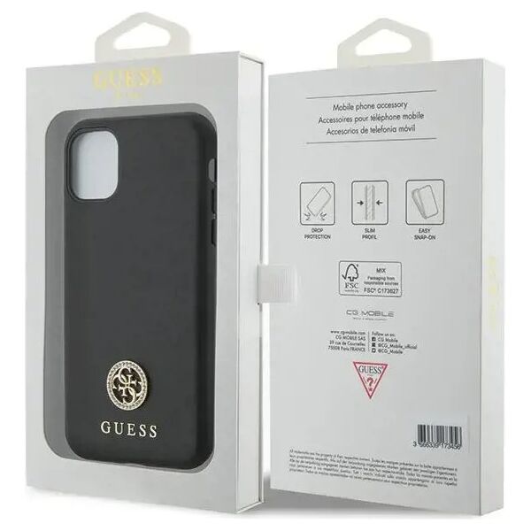 Original Case IPHONE 11 Guess 4G Strass Metal Logo (GUHCN61PS4DGPK) black 3666339150624
