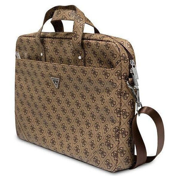 Original Case LAPTOP 16" Guess Saffiano 4G Hot Stamp Triangle Logo brown 3666339051105