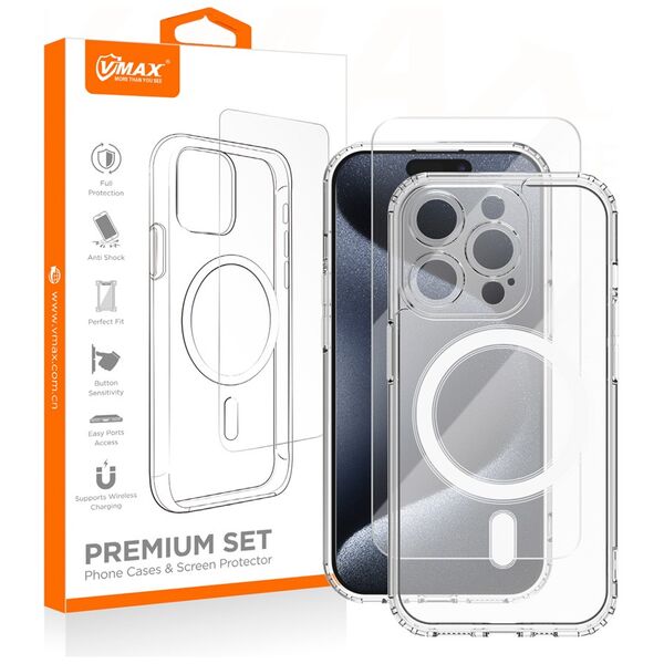 Vmax set Mag case + glass 2,5D premium for iPhone 15 Pro 6,1&quot; 6976757301223