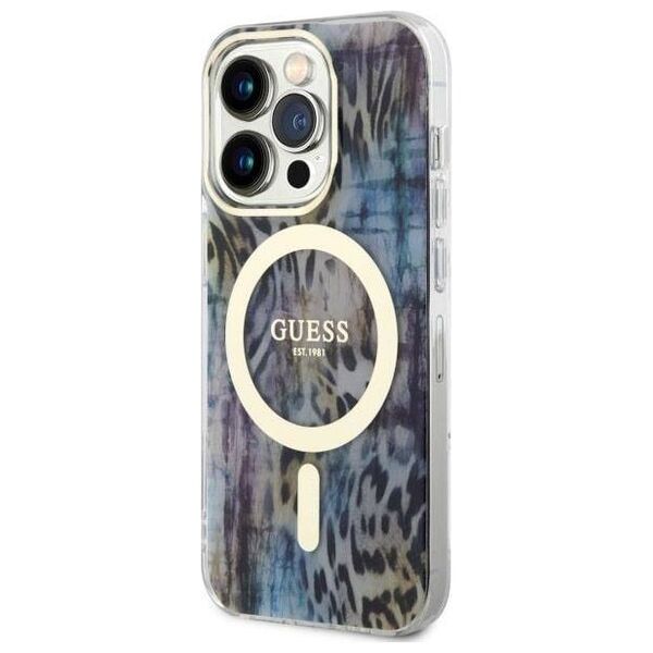 Original Case IPHONE 14 PRO Guess Hardcase Leopard MagSafe (GUHMP14LHLEOPWB) blue 3666339115739