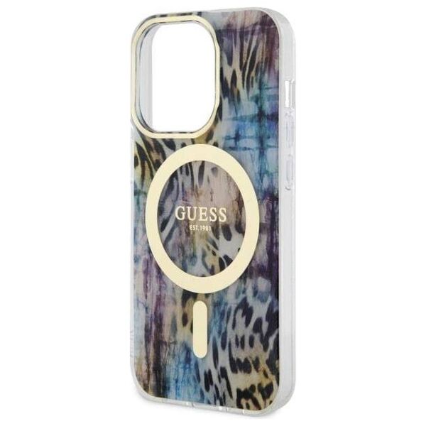 Original Case IPHONE 14 PRO Guess Hardcase Leopard MagSafe (GUHMP14LHLEOPWB) blue 3666339115739