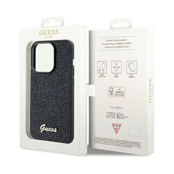 Original Case IPHONE 13 PRO MAX Guess Hardcase Disco Metal Script (GUHCP13XPMSDGSK) black 3666339173388