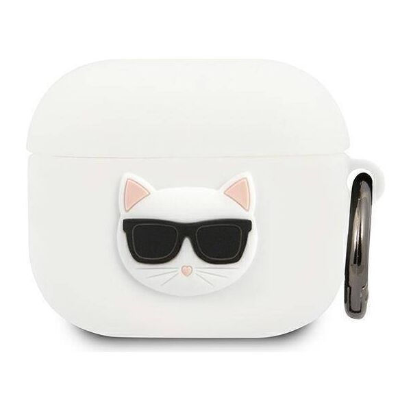 Original Case APPLE AIRPODS 3 Karl Lagerfeld Cover Silicone Choupette (KLACA3SILCHWH) white 3666339009373