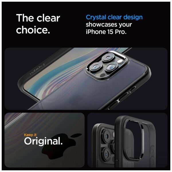 Case APPLE IPHONE 15 PRO Spigen Ultra Hybrid Crystal Frost black 8809896750400