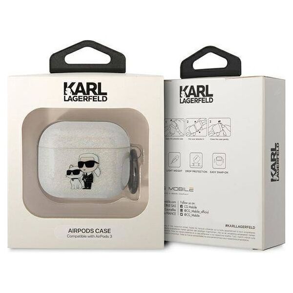 Original Case APPLE AIRPODS 3 Karl Lagerfeld Gliter Karl&Choupette (KLA3HNKCTGT) transparent 3666339088125