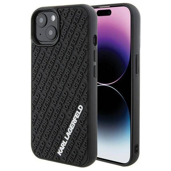Original Case APPLE IPHONE 15 Karl Lagerfeld Hardcase 3D Rubber Multi Logo (KLHCP15S3DMKRLK) black 3666339164317