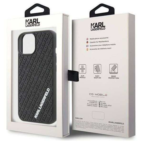 Original Case APPLE IPHONE 15 Karl Lagerfeld Hardcase 3D Rubber Multi Logo (KLHCP15S3DMKRLK) black 3666339164317