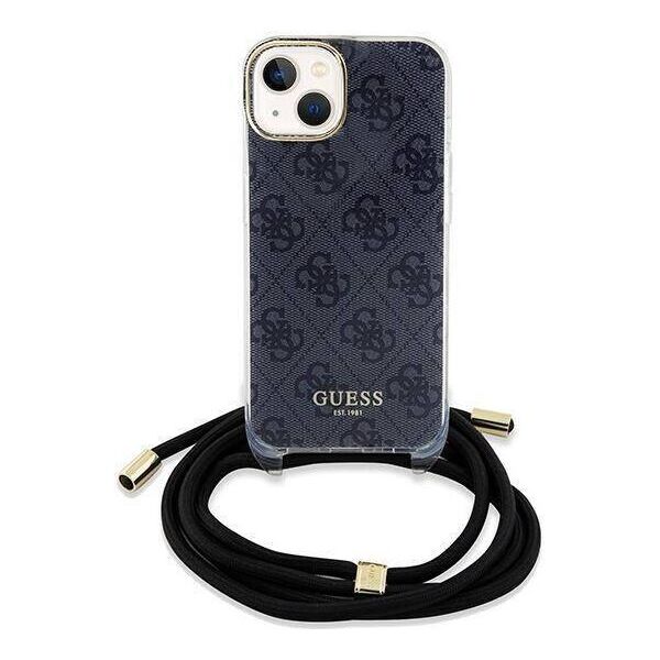 Original Case IPHONE 13 / 14 / 15 Guess Hardcase Crossbody Cord 4G Print (GUHCP15SHC4SEK) black 3666339147921