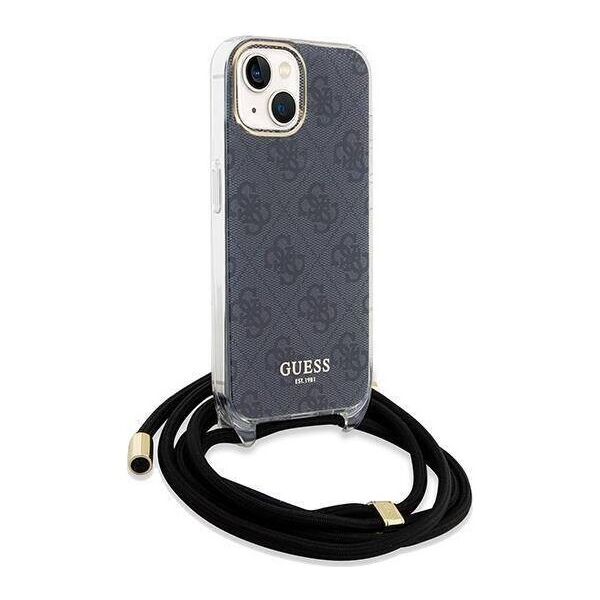 Original Case IPHONE 13 / 14 / 15 Guess Hardcase Crossbody Cord 4G Print (GUHCP15SHC4SEK) black 3666339147921