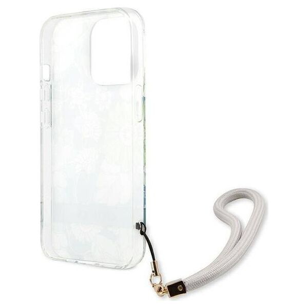 Case IPHONE 13 PRO Guess Hardcase Flower Strap (GUHCP13LHFLSN) green 3666339040499