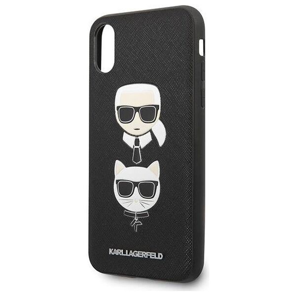 Original Case IPHONE X / XS Karl Lagerfeld Hardcase Saffiano Ikonik Karl&Choupette Head (KLHCPXSAKICKCBK) black 3666339055004