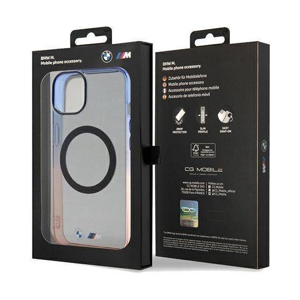 Original Case IPHONE 13 / 14 / 15 BMW Hardcase Gradient Bumper MagSafe (BMHMP15SHTGE) gray 3666339144791