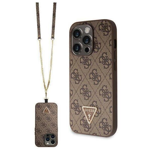 Original Case APPLE IPHONE 15 PRO Guess Hardcase Crossbody 4G Metal Logo (GUHCP15LP4TDSCPW) brown 3666339146962