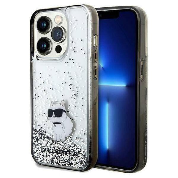 Original Case IPHONE 14 PRO Karl Lagerfeld Hardcase Liquid Glitter Choupette (KLHCP14LLKCNSK) transparent 3666339164171