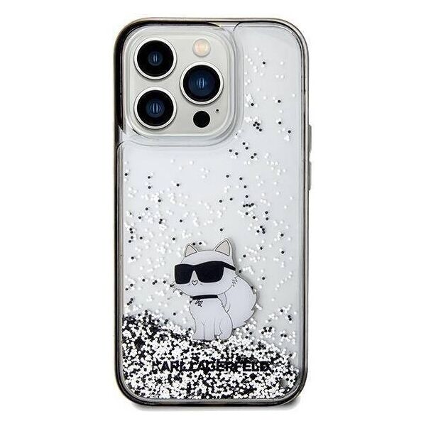 Original Case IPHONE 14 PRO Karl Lagerfeld Hardcase Liquid Glitter Choupette (KLHCP14LLKCNSK) transparent 3666339164171