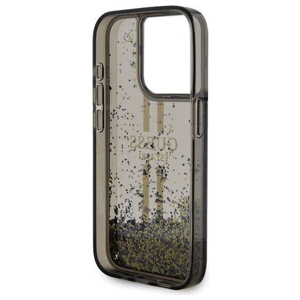 Original Case APPLE IPHONE 15 PRO Guess Hardcase Liquid Glitter Gold Stripes (GUHCP15LLFCSEGK) black 3666339223540