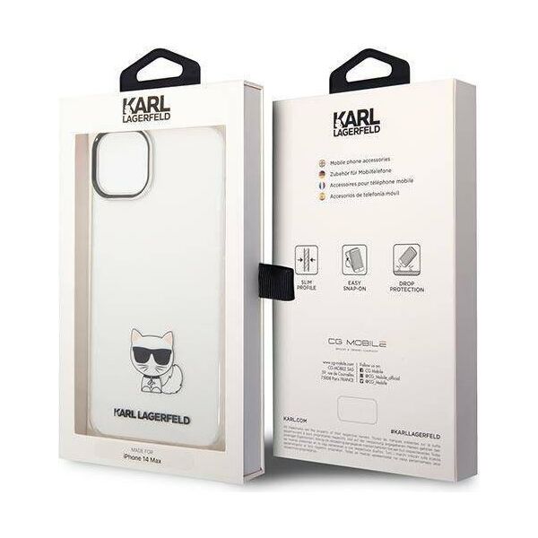 Original Case IPHONE 14 PLUS Karl Lagerfeld Hardcase Choupette Body transparent 3666339076528