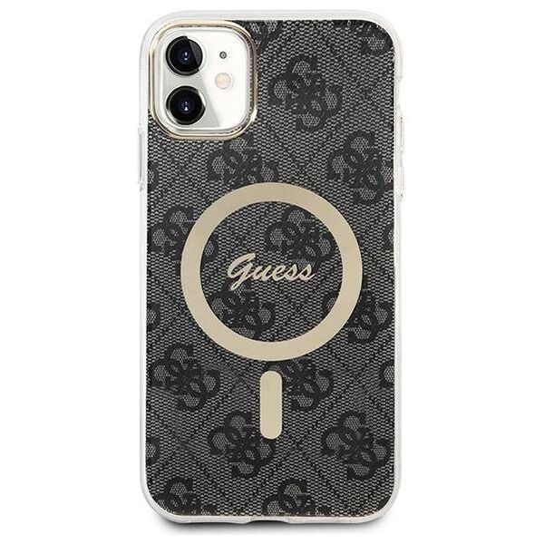 Original Case IPHONE 11 Guess Hardcase 4G Print MagSafe + Wireless Charger (GUBPP13XH4EACSW) black 3666339103361