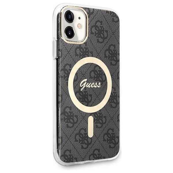 Original Case IPHONE 11 Guess Hardcase 4G Print MagSafe + Wireless Charger (GUBPP13XH4EACSW) black 3666339103361