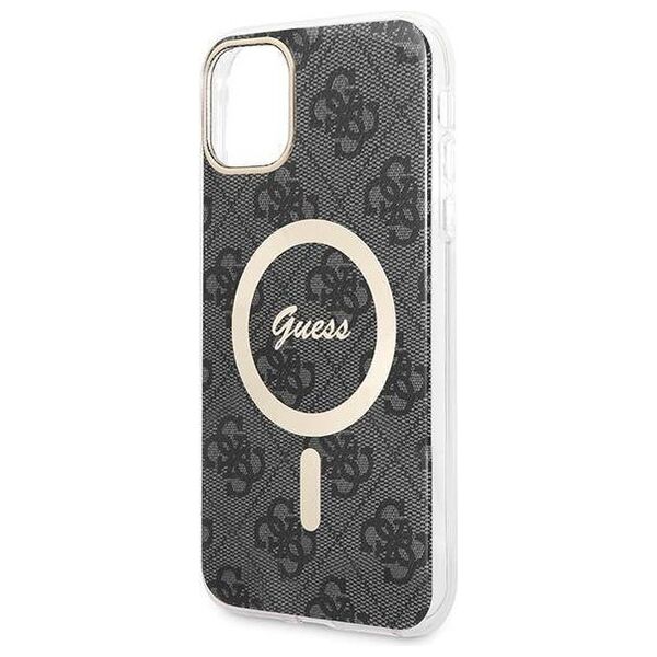 Original Case IPHONE 11 Guess Hardcase 4G Print MagSafe + Wireless Charger (GUBPP13XH4EACSW) black 3666339103361