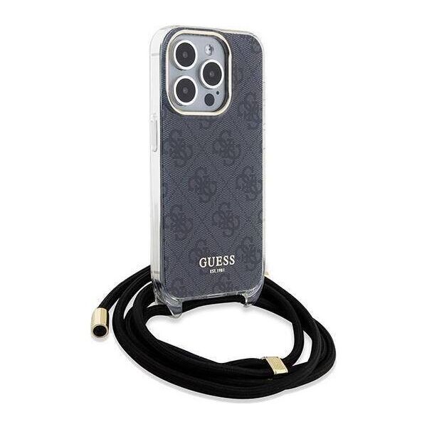 Original Case APPLE IPHONE 15 PRO Guess Hardcase Crossbody Cord 4G Print (GUHCP15LHC4SEK) black 3666339147945