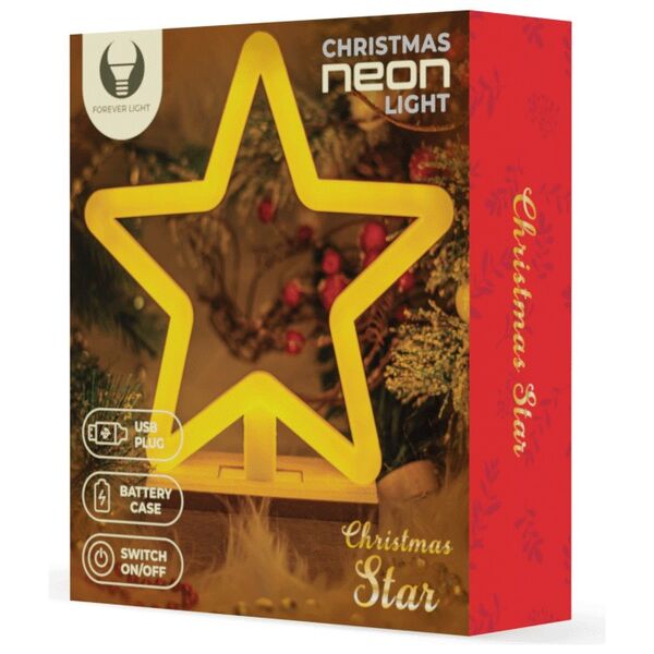 Neon Wood Stand LED STAR warm white FLNW04 Forever Light 5900495268624