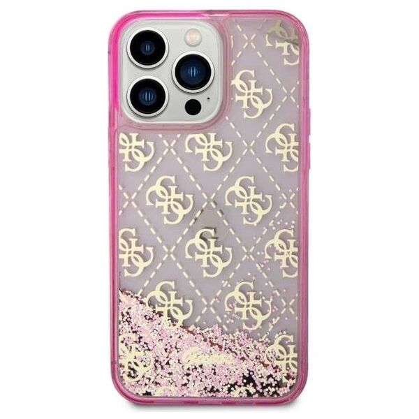 Original Case IPHONE 14 PRO MAX Guess Hardcase Liquid Glitter 4G Transculent (GUHCP14XLC4PSGP) pink 3666339116262