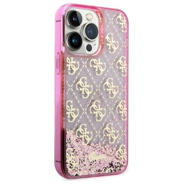 Original Case IPHONE 14 PRO MAX Guess Hardcase Liquid Glitter 4G Transculent (GUHCP14XLC4PSGP) pink 3666339116262