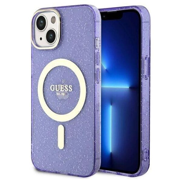 Original Case IPHONE 14 Guess Hardcase Glitter Gold MagSafe (GUHMP14SHCMCGU) purple 3666339125660